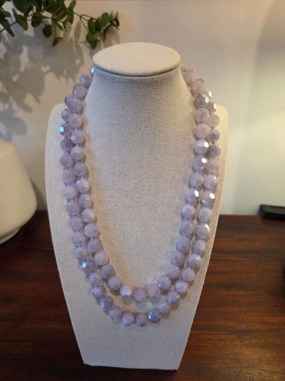 Heidi Daus lavender faceted glass beaded necklace long elegant